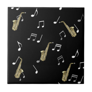 Azulejo Jazzy Saxophone & Musical Notes