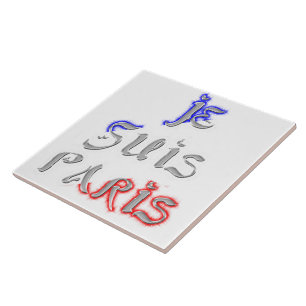 Azulejo Je Suis Paris I Love Paris Texto Art Imprimir