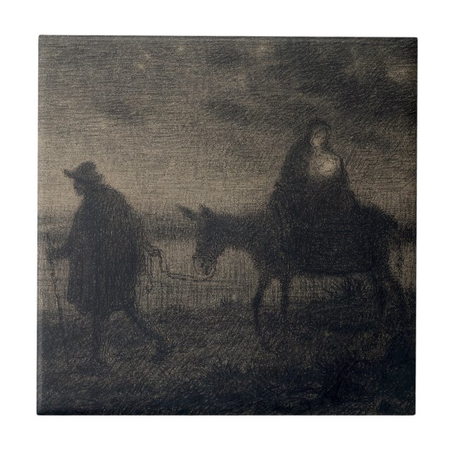 Azulejo Jean-Francois Millet - El Vuelo A Egipto (Frente)
