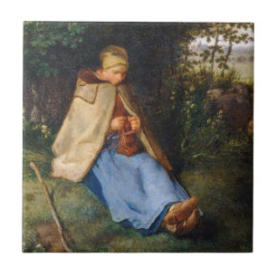 Azulejo Jean-Francois Millet - The Knitter