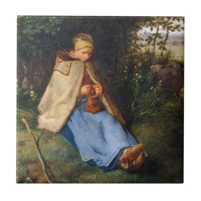 Azulejo Jean-Francois Millet - The Knitter (Frente)