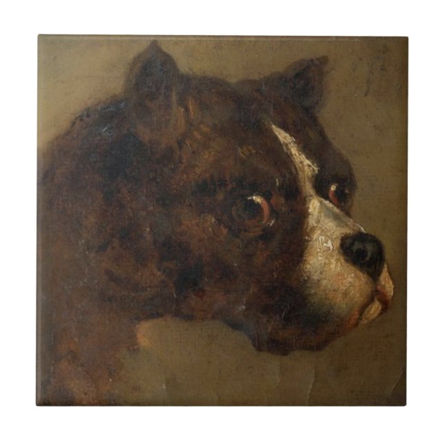 Azulejo Jefe de Bulldog (por Théodore Géricault) (Frente)