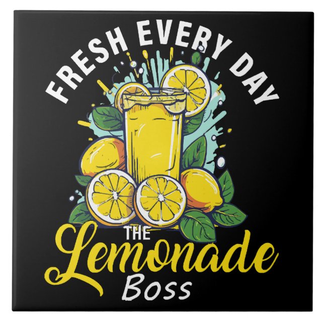 Azulejo Jefe de Limonada Fresco Todos los Días (Frente)