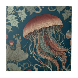 Azulejo Jellyfish estilo William Morris Océano marino