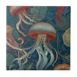 Azulejo Jellyfish estilo William Morris Sea Ocean Animals
