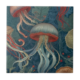 Azulejo Jellyfish estilo William Morris Sea Ocean Animals