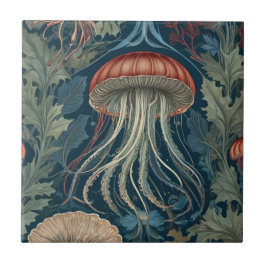 Azulejo Jellyfish estilo William Morris Sea Ocean Life