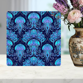 Azulejo Jellyfish Mandala Pattern Blue Purple Graphic Tile