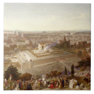 Azulejo Jerusalén en su grandeza, grabada por Charles Mot