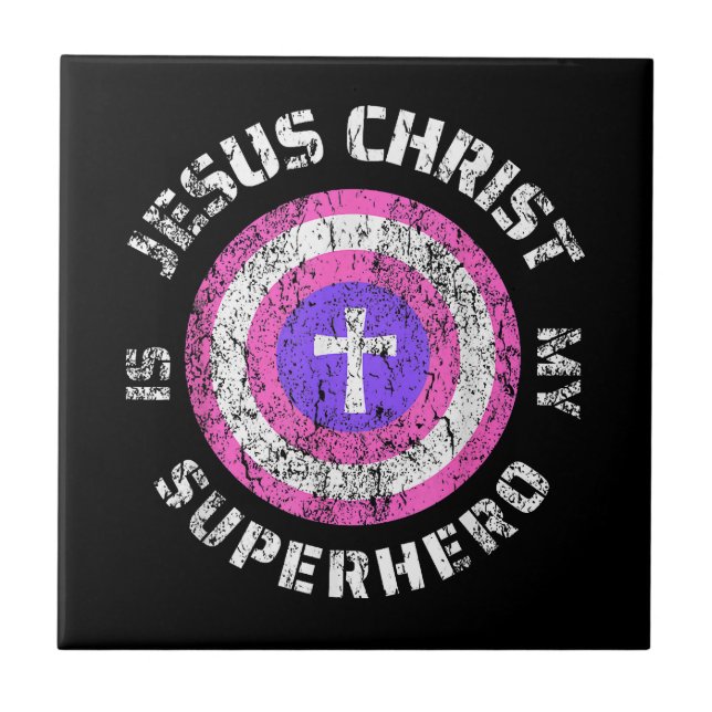 Azulejo Jesucristo es mi superhéroe Jesús (Frente)