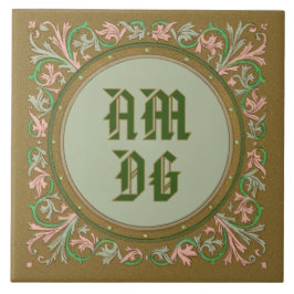 Azulejo Jesuit Motto de St Ignatius (BK 50; Latin Abbrev.)