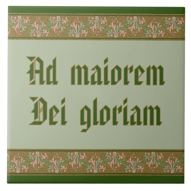 Azulejo Jesuit Motto de St Ignatius Loyola (BK 50; latín) (Frente)
