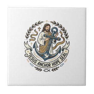 Azulejo Jesús Ancla Esperanza Sello Jesús Ancla Esperanza