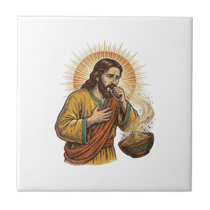 Azulejo Jesus Atragantándose con Migaja de Chip de Tortill