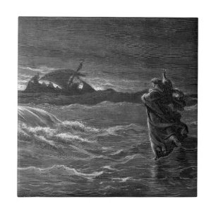 Azulejo Jesús camina en el agua