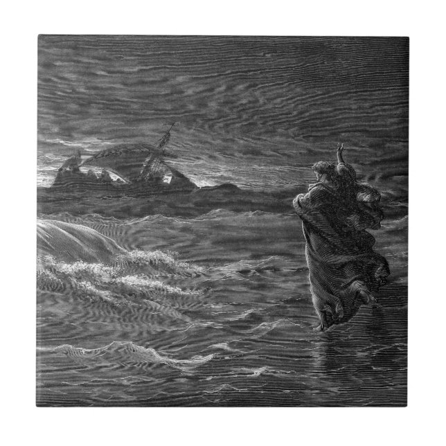 Azulejo Jesús camina en el agua (Frente)