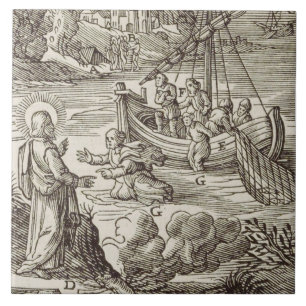 Azulejo Jesús caminando sobre el agua