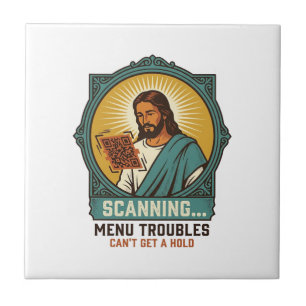 Azulejo Jesús Código QR Borroso No Se Escanea Menú Humor T