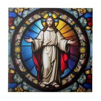 Azulejo Jesús con estilo de vidrio manchado