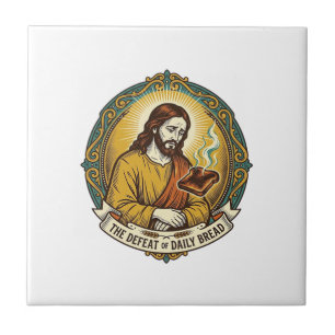 Azulejo Jesús Derrotado Fumando Tostadas Quemadas Desayuno