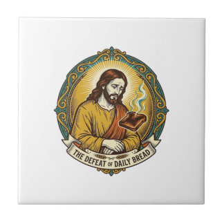 Azulejo Jesús Derrotado Fumando Tostadas Quemadas Desayuno