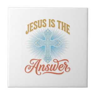 Azulejo Jesús Es la Respuesta Diseño de Cruz Cristiana Vec