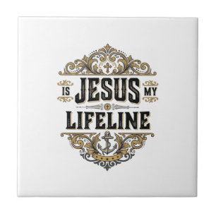 Azulejo Jesús Es Mi Línea De Vida Camiseta Cristiana Vinta