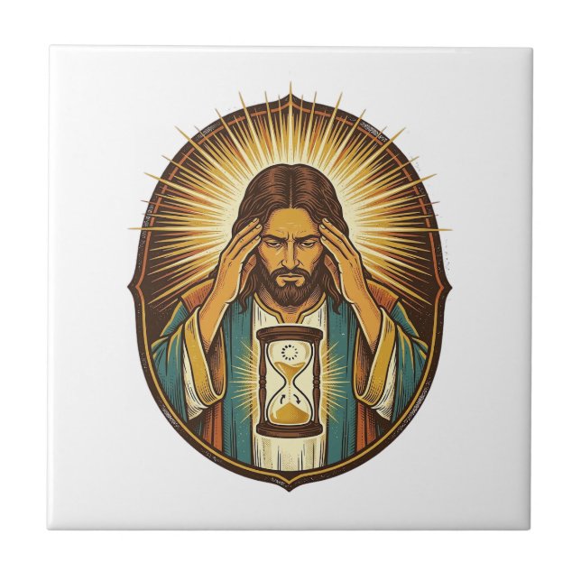 Azulejo Jesús Impaciente Cargando Reloj de Arena Internet  (Frente)