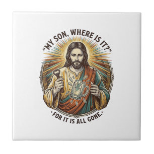 Azulejo Jesús Jarra De Cerveza Vacía Rota Bartender Beber