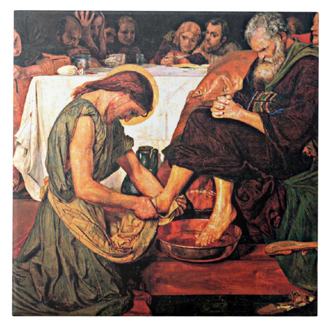 Azulejo Jesús lavando los pies de Pedro (2) (Frente)