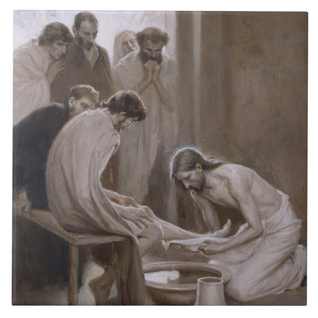 Azulejo Jesús lavando los pies de sus discípulos (Frente)