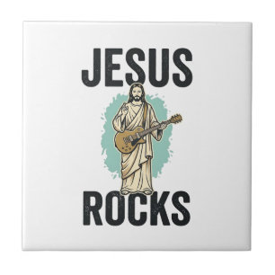 Azulejo Jesús Rocks Guitar Grabado Cristiano Vintage Des