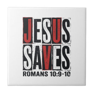 Azulejo Jesús Salva Romans 10_9 Camiseta Vintage Cristiana