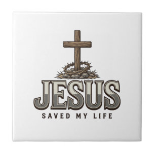 Azulejo Jesús Salvó Mi Vida Grabado Vintage Diseño Cristia