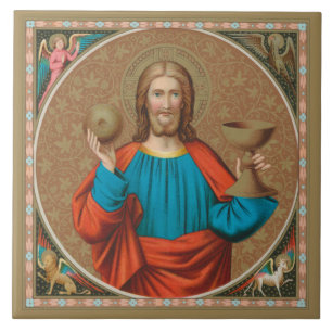 Azulejo Jesús sujetando la Eucaristía (SNV 050)