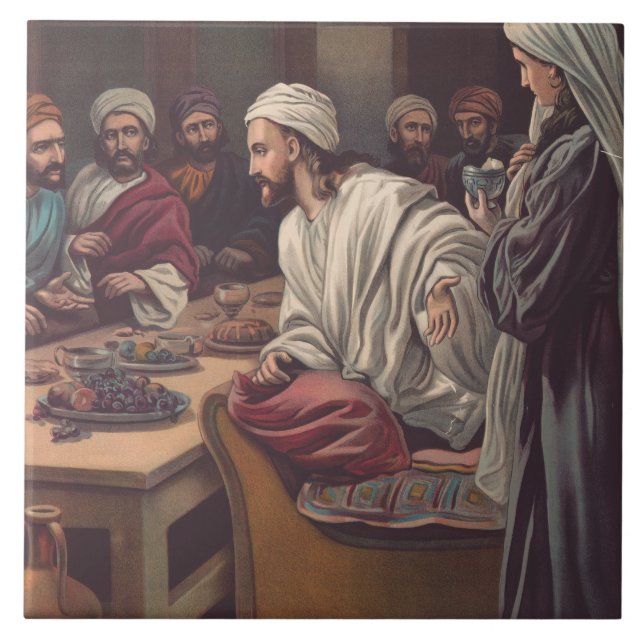 Azulejo Jesús ungido en Betania (Frente)