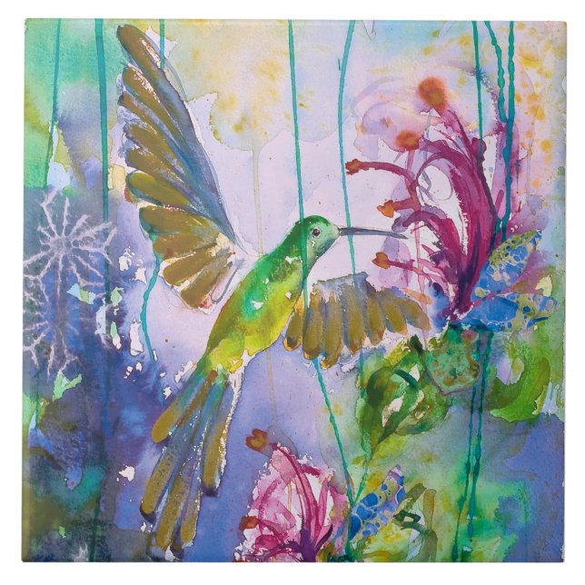 Azulejo Jewel Hummingbird Ceramic Kitchen Tile (Frente)