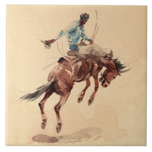 Azulejo Jinete de potro 2 por Edward Borein