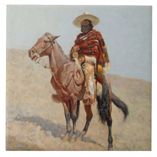 Azulejo “Jinete vaquero mexicano” de Frederick Remington