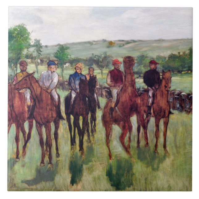 Azulejo Jinetes y caballos de carrera, Edgar Degas (Frente)