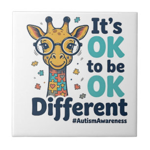 Azulejo Jirafa de Conciencia del Autismo Está Bien Ser Dif