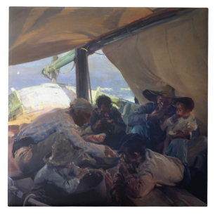 Azulejo Joaquin Sorolla - Almuerzo en el barco