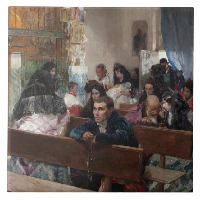 Azulejo Joaquín Sorolla - el bautismo (Frente)