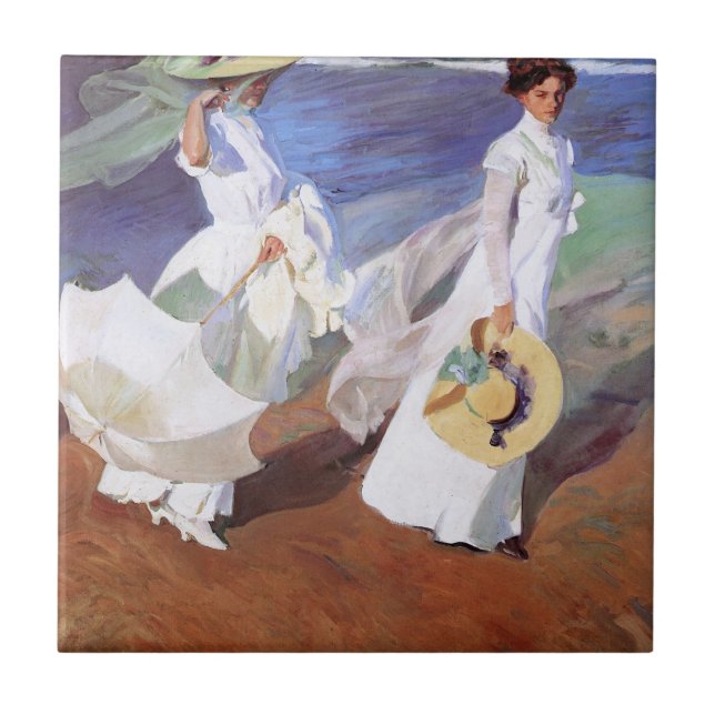 Azulejo Joaquin Sorolla Women Walking Beach (Frente)