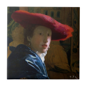 Azulejo Johannes Vermeer - Chica con un Gorra rojo