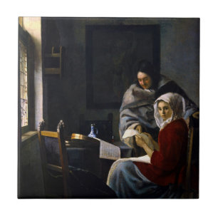 Azulejo Johannes Vermeer - Chica interrumpida en su música