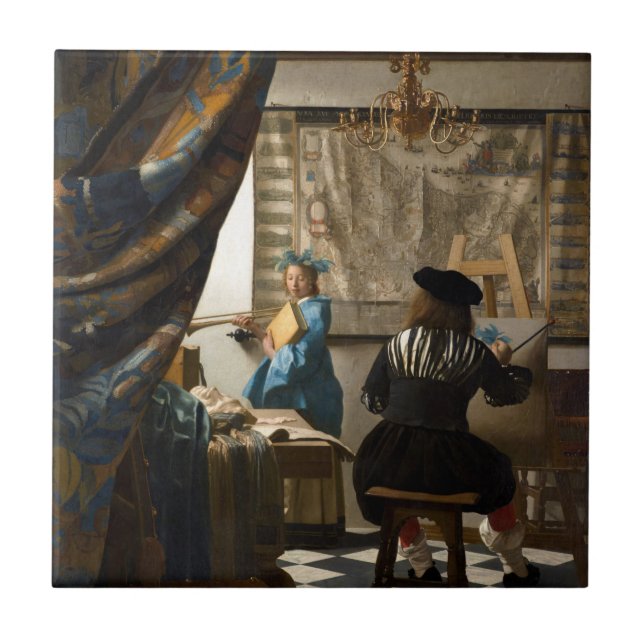 Azulejo Johannes Vermeer - La historia de la pintura (Frente)