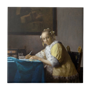 Azulejo Johannes Vermeer - Una dama escribiendo una carta