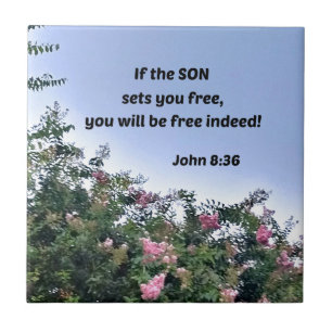 Azulejo John 8:36 Si el Hijo te libera, serás