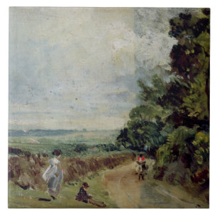 Azulejo John Constable el una carretera nacional con los